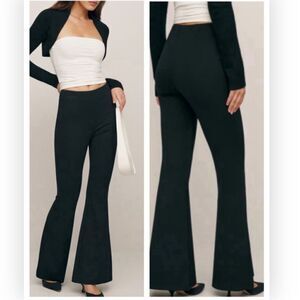 Reformation Jolie Pant in Black Knit Stretchy Flare Hidden Zip NWT size 8 $178